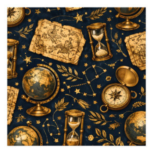 Vintage Celestial Map & Astronomy Pattern Photo Print