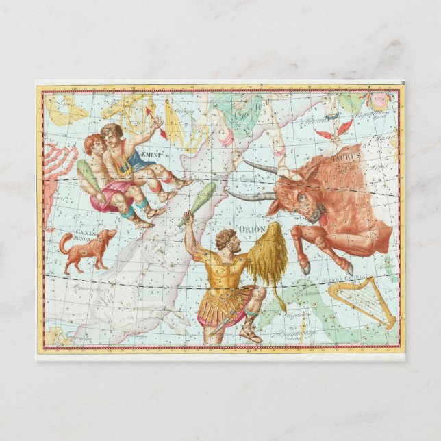 Vintage Celestial Map Constellations Postcard (Front)