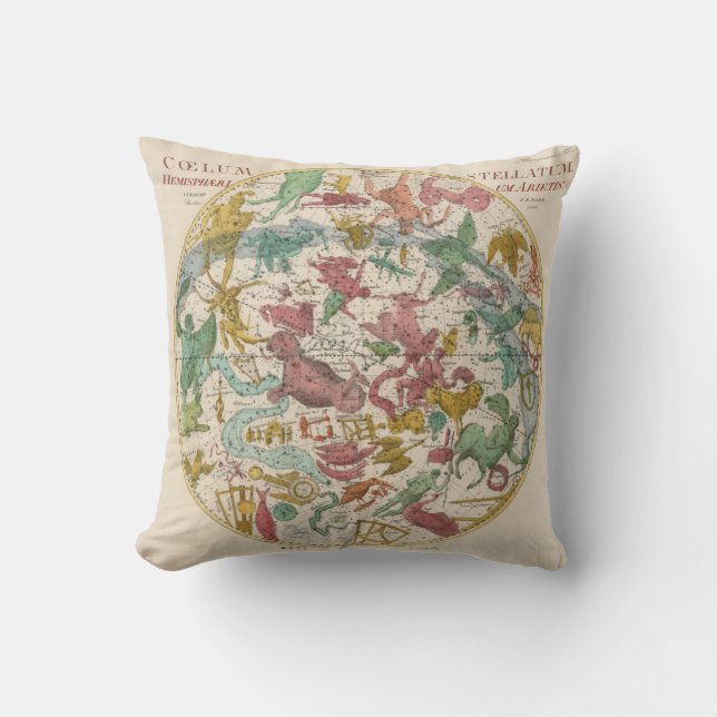 Vintage Celestial Map Throw Pillow (Front)
