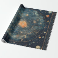 Vintage Celestial Map with Zodiac and Planetary