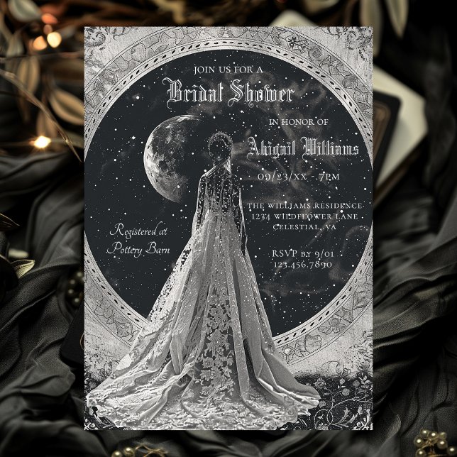 Vintage Celestial Moon Stars Mystic Bridal Shower Invitation (Creator Uploaded)