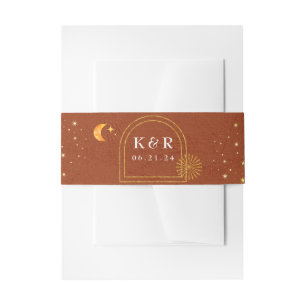Vintage Celestial Moon Stars Wedding Belly Band Invitation Belly Band
