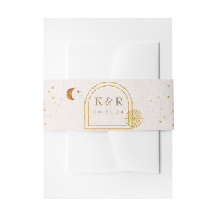 Vintage Celestial Moon Stars Wedding Belly Band Invitation Belly Band