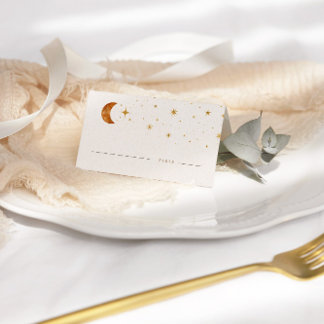 Vintage Celestial Moon Stars Wedding Place Card