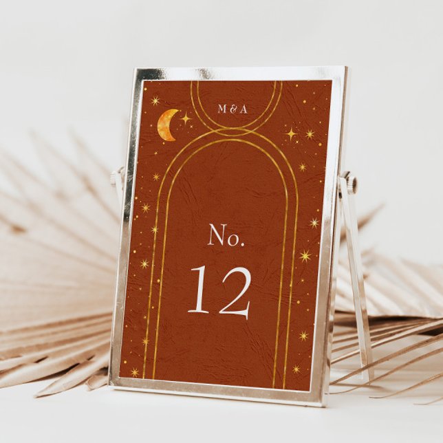 Vintage Celestial Moon Stars Wedding Table Number (Creator Uploaded)