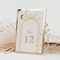 Vintage Celestial Moon Stars Wedding Table Number