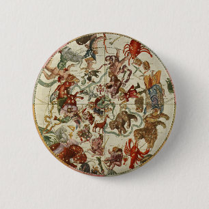 Vintage Celestial Northern Star Chart 1660 2 Inch Round Button