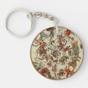 Vintage Celestial Northern Star Chart 1660 Keychain