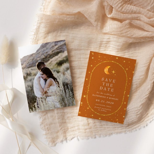 Vintage Celestial Photo Save The Date Invitation (Creator Uploaded)