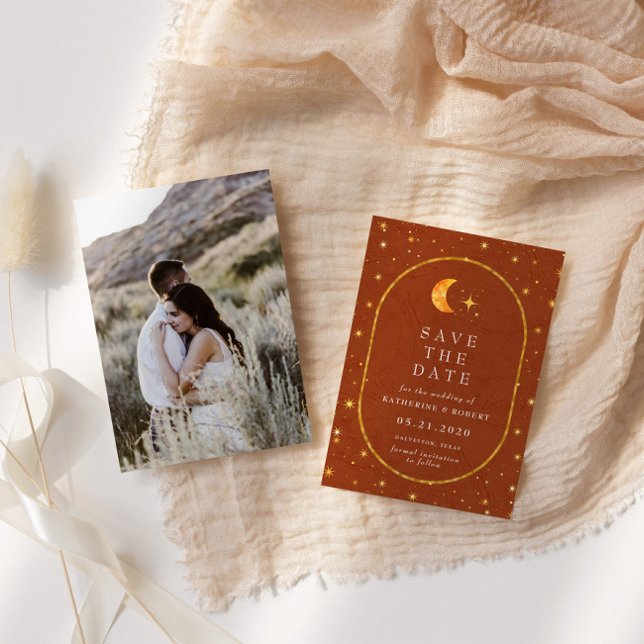 Vintage Celestial Photo Save The Date Invitation (Creator Uploaded)