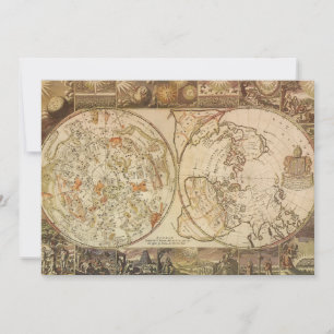 Vintage Celestial Planisphere Map by Joseph Moxon