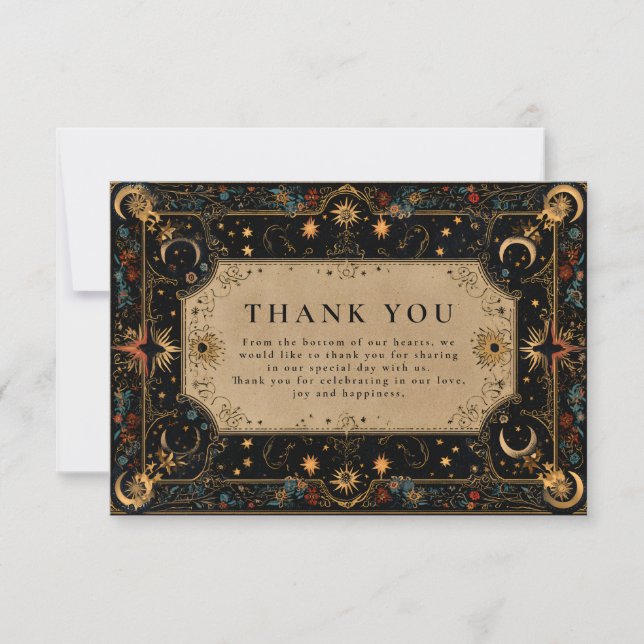 Vintage Celestial Renaissance Wedding Thank You Card (Front)