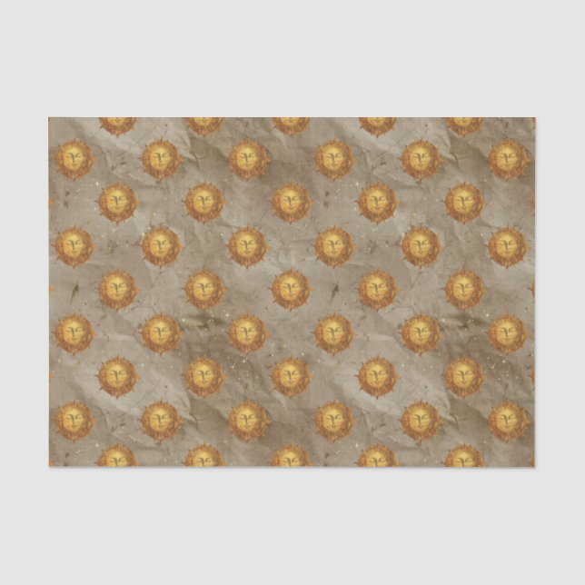 Vintage Celestial Sun Astrology Pattern Tissue Paper (Front)