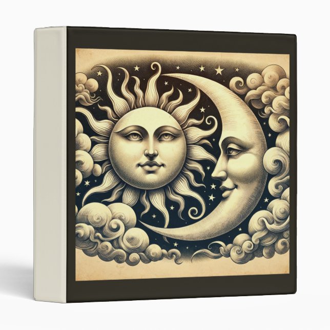 Vintage Celestial Sun & Moon  Binder (Front/Spine)