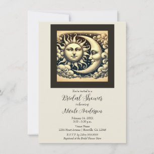 Vintage Celestial Sun & Moon Bridal Shower Invitation