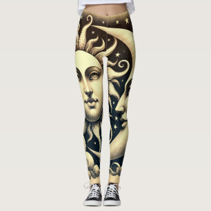Vintage Celestial Sun & Moon Leggings