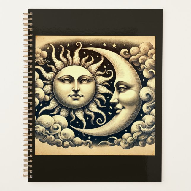 Vintage Celestial Sun & Moon  Planner (Front)