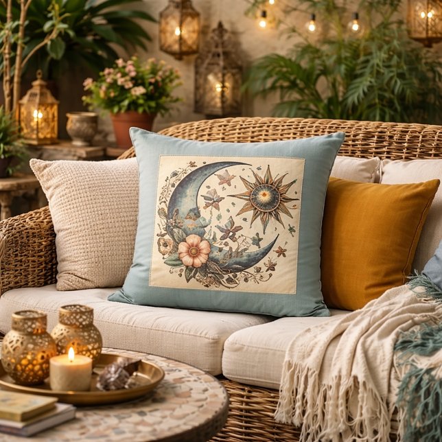 Vintage Celestial  Throw Pillow (Creator Uploaded)