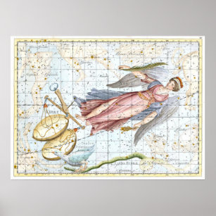 Vintage Celestial Virgo and Libra Constellations Poster