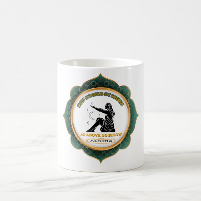 Vintage Celestial Virgo Zodiac Poster Coffee Mug (Center)