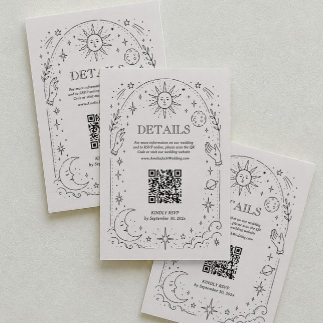 Vintage Celestial Wedding Details Qr Code Enclosure Card (Creator Uploaded)