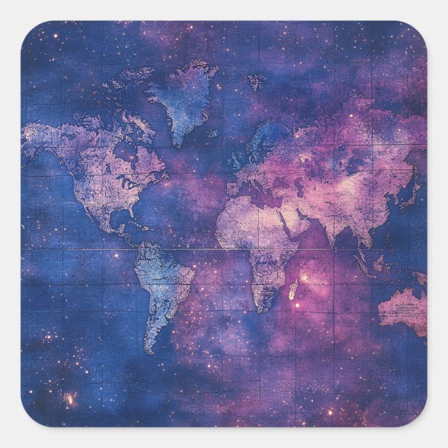Vintage Celestial World Map (10) Square Sticker (Front)