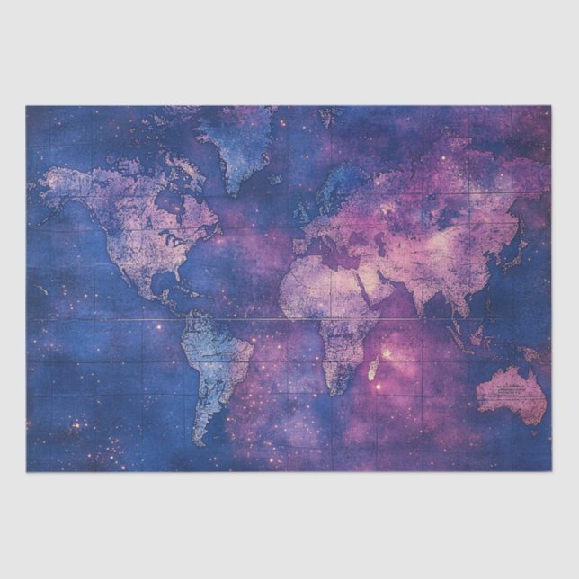 Vintage Celestial World Map (10) Tissue Paper (Front)