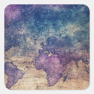 Vintage Celestial World Map (13) Square Sticker