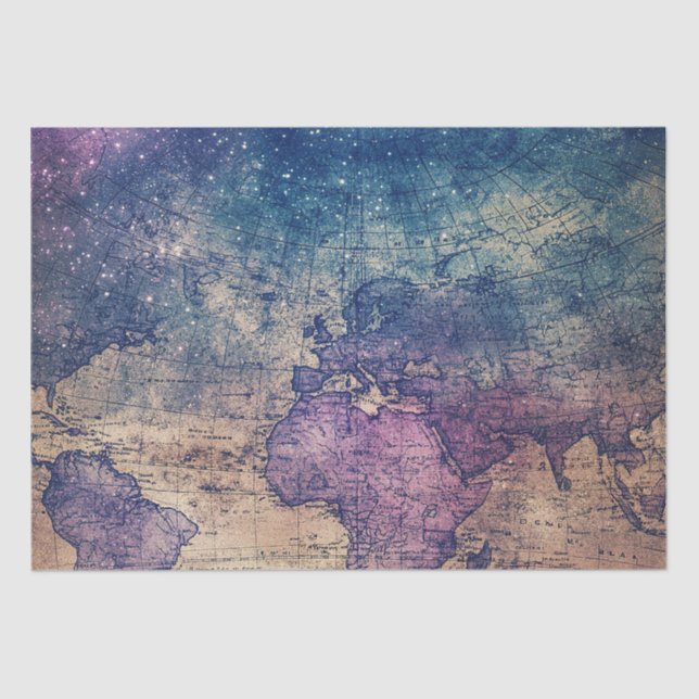 Vintage Celestial World Map (13) Tissue Paper (Front)