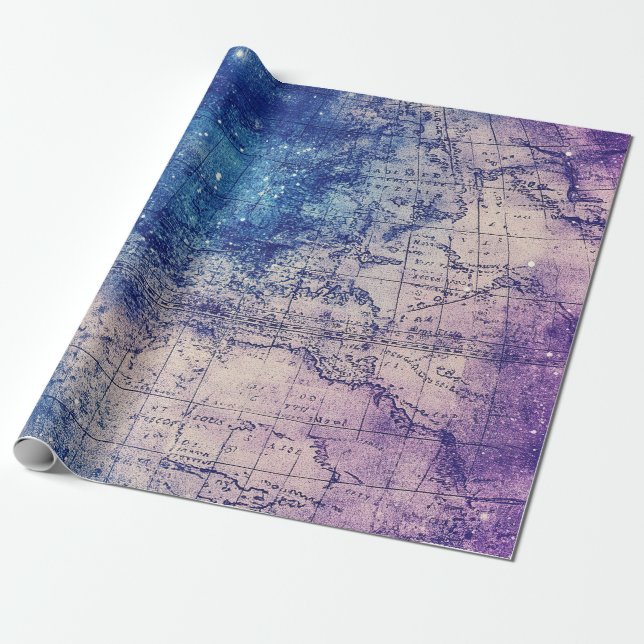 Vintage Celestial World Map (14) Wrapping Paper (Unrolled)