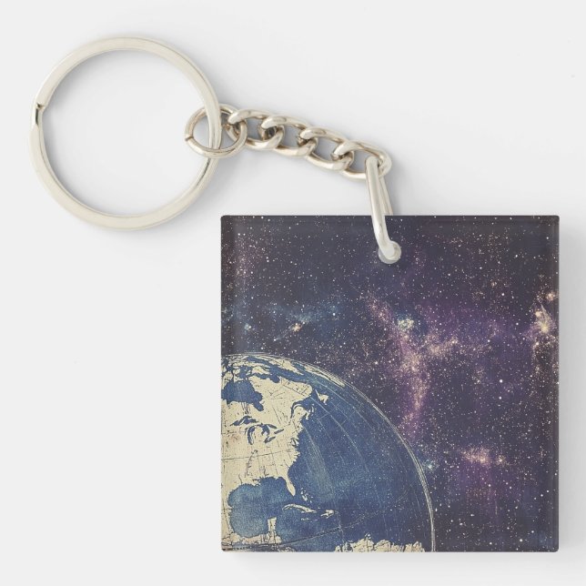 Vintage Celestial World Map (1) Keychain (Front)