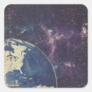 Vintage Celestial World Map (1) Square Sticker
