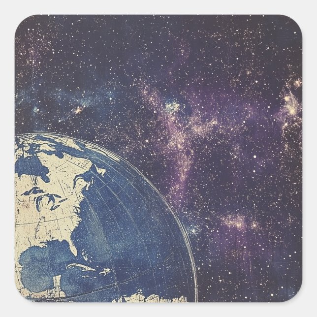 Vintage Celestial World Map (1) Square Sticker (Front)