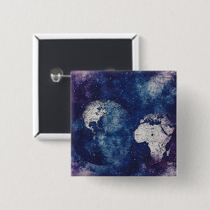 Vintage Celestial World Map (2) 2 Inch Square Button