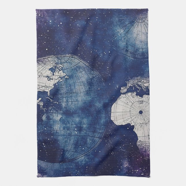 Vintage Celestial World Map (2) Kitchen Towel (Vertical)
