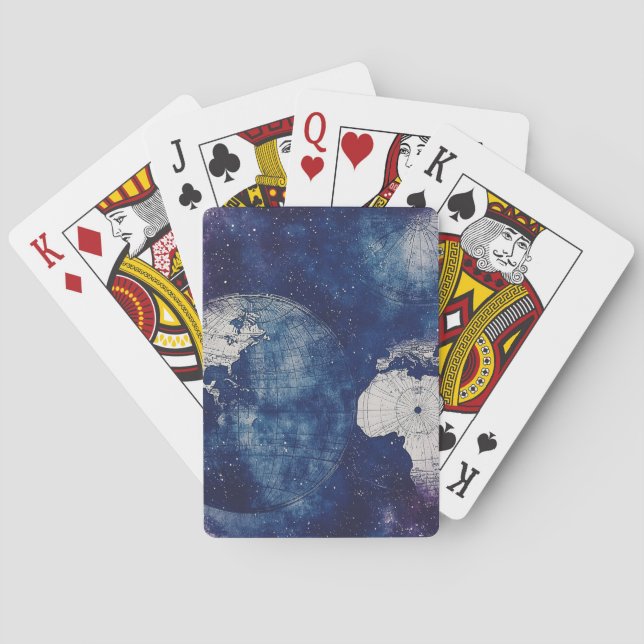 Vintage Celestial World Map (2) Playing Cards (Back)