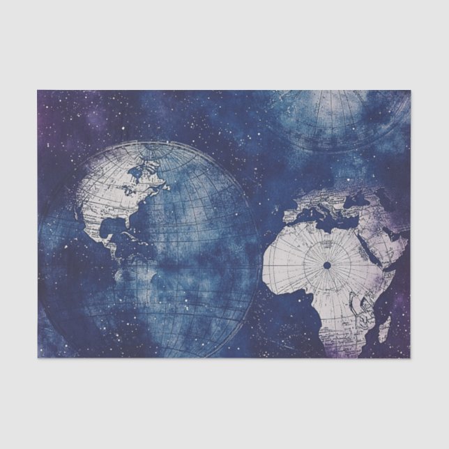 Vintage Celestial World Map (2) Tissue Paper (Front)