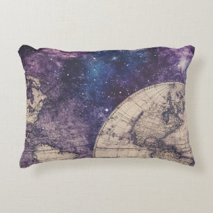 Vintage Celestial World Map (3) Accent Pillow
