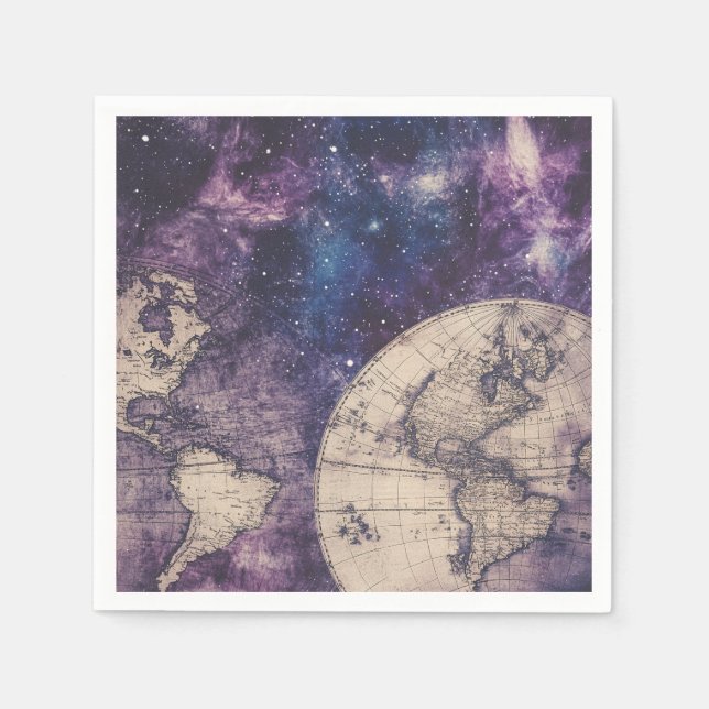 Vintage Celestial World Map (3) Napkin (Front)