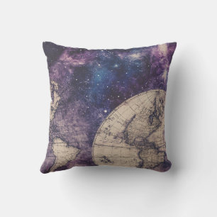 Vintage Celestial World Map (3) Throw Pillow