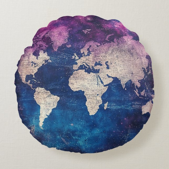 Vintage Celestial World Map (4) Round Pillow (Front)