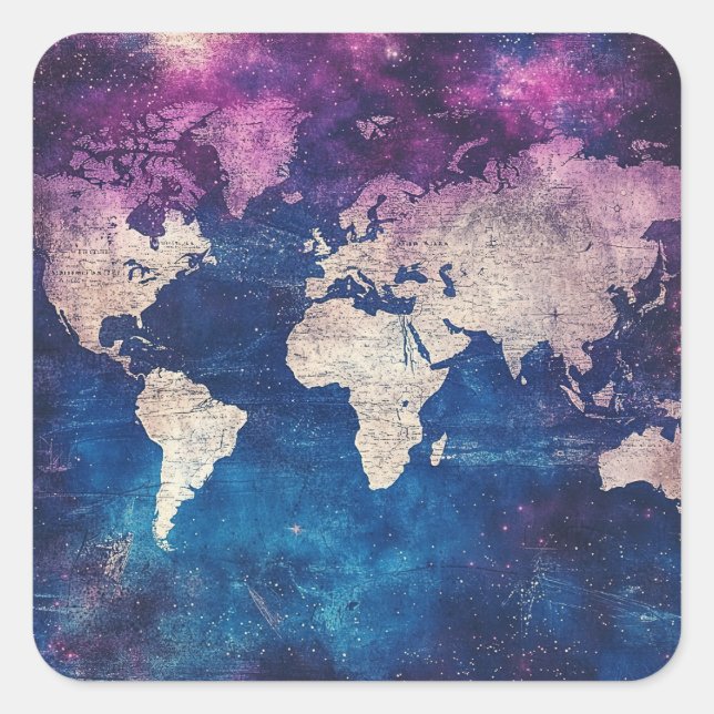 Vintage Celestial World Map (4) Square Sticker (Front)