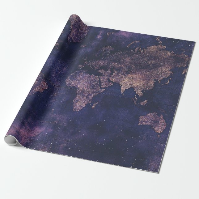 Vintage Celestial World Map (9) Wrapping Paper (Unrolled)