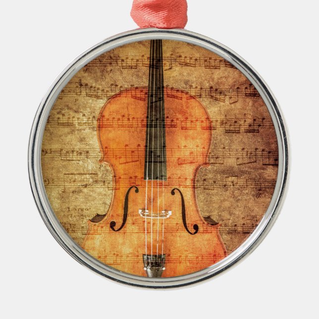 Vintage Cello Metal Ornament (Front)