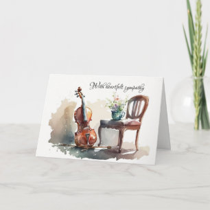 Vintage Cello with Chair Sympathy Card