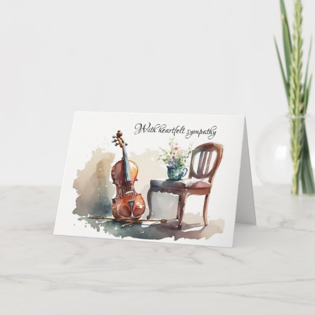 Vintage Cello with Chair Sympathy Card (Front)