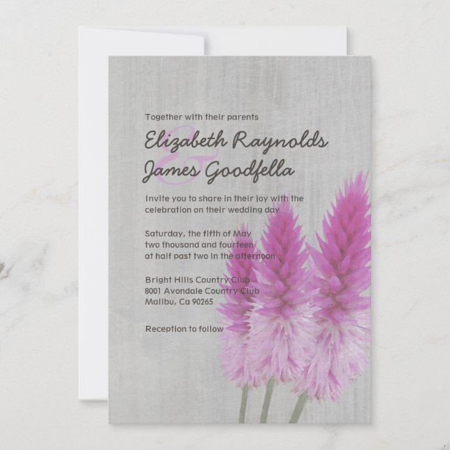 Vintage Celosia Wedding Invitations (Front)