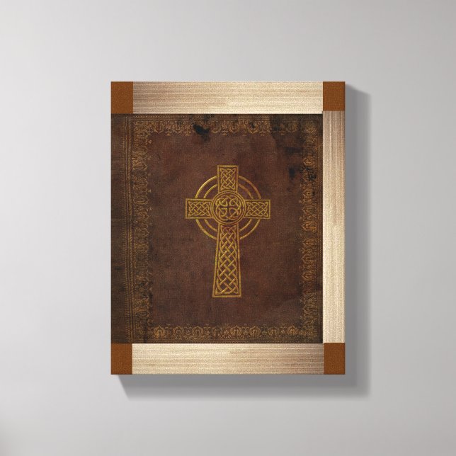 Vintage Celtic Bible Replica on Canvas Print (Front)