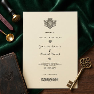 Vintage Celtic Knot Dragon Crest Wedding Invitation