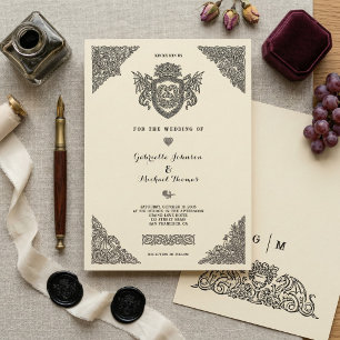Vintage Celtic Knot Dragon Crest Wedding Invitation